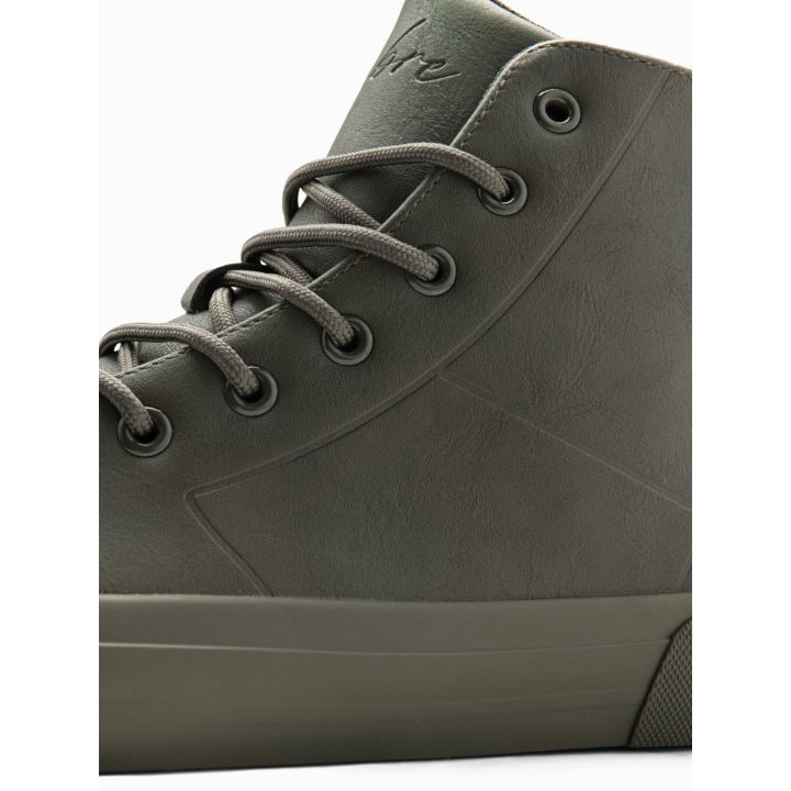 Vyriški alyvuogių spalvos aukštaauliai sportbačiai su guminėmis noselėmis