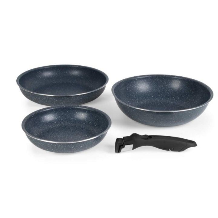 Russell Hobbs Nightfall Stone 4 dalių keptuvių rinkinys su nuimama rankena