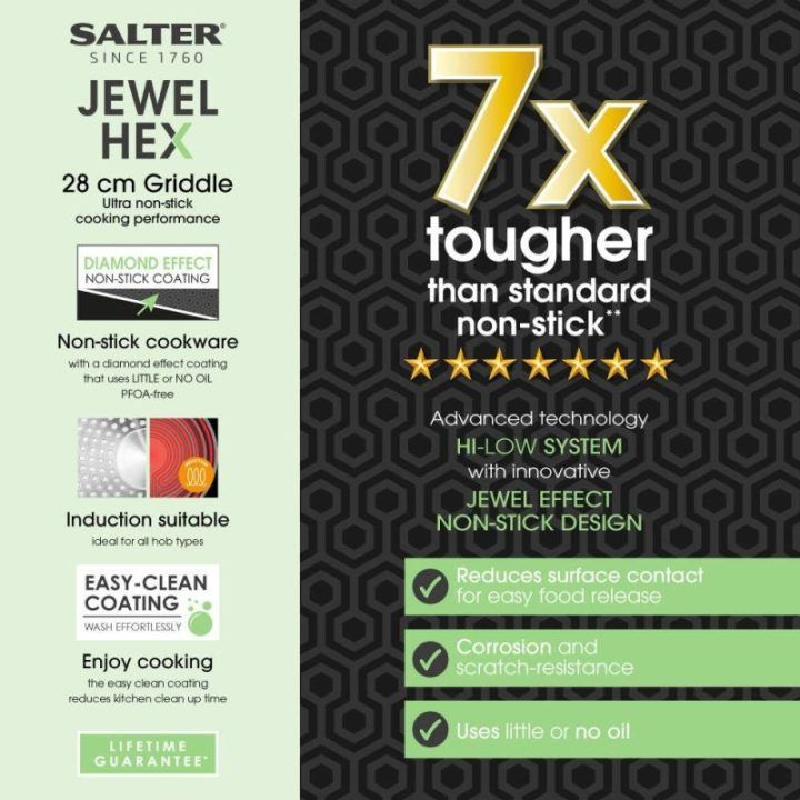Salter Jewel Hex 28 cm grilio keptuvė BW116231SA