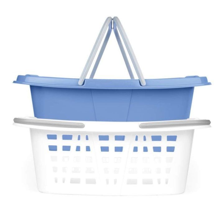 Beldray dviejų skalbinių krepšių rinkinys, 2 x 26 l, baltas/mėlynas
