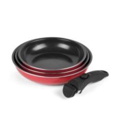 Russell Hobbs Riviera 4 dalių keptuvių rinkinys su nuimama rankena, raudonas/juodas