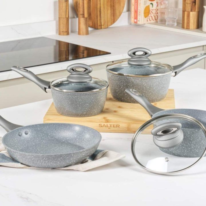 Salter Timeless Collection 5 dalių puodų ir keptuvės rinkinys, nerūdijančio plieno