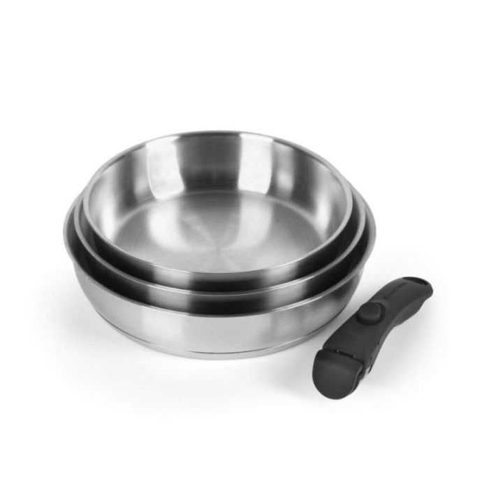 Russell Hobbs RH04033 nerūdijančio plieno 4 dalių keptuvių rinkinys su užsegama rankena