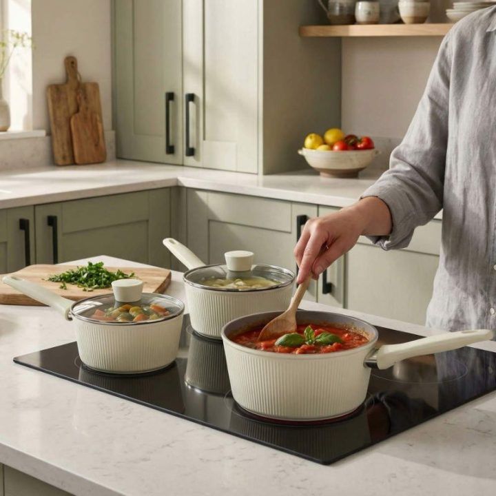 Russell Hobbs Cote 16 cm puodas su dangčiu, kreminės spalvos