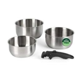 Russell Hobbs RH04034 nerūdijančio plieno 4 dalių puodų rinkinys su nuimama rankena