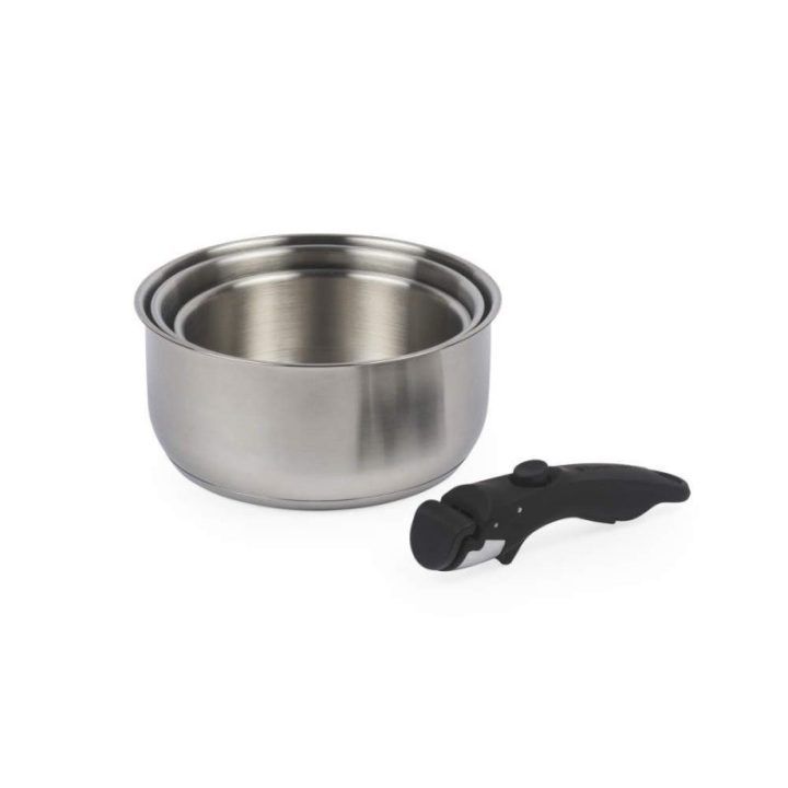 Russell Hobbs RH04034 nerūdijančio plieno 4 dalių puodų rinkinys su nuimama rankena