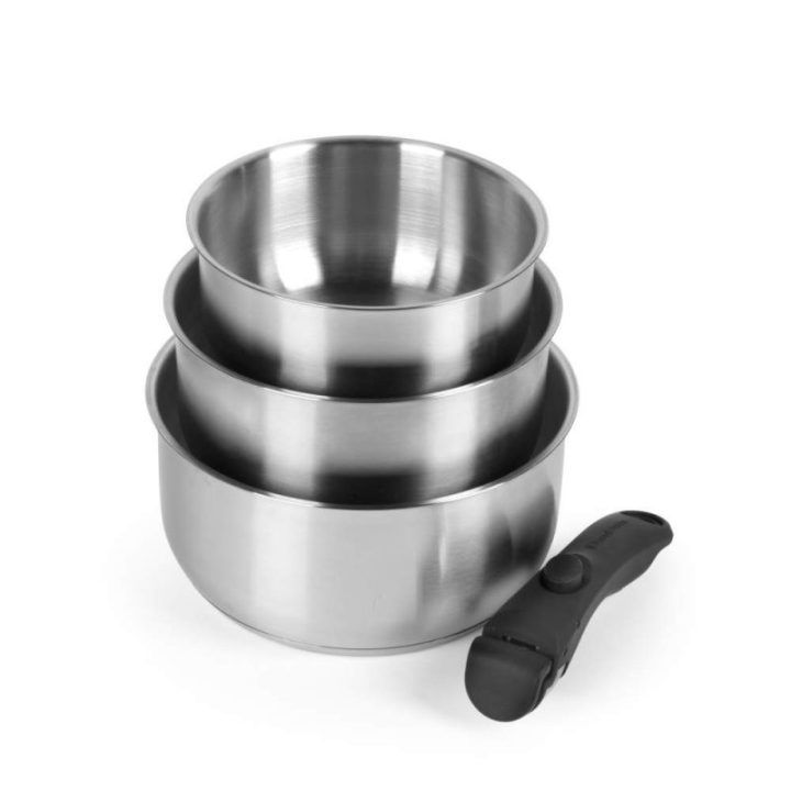 Russell Hobbs RH04034 nerūdijančio plieno 4 dalių puodų rinkinys su nuimama rankena