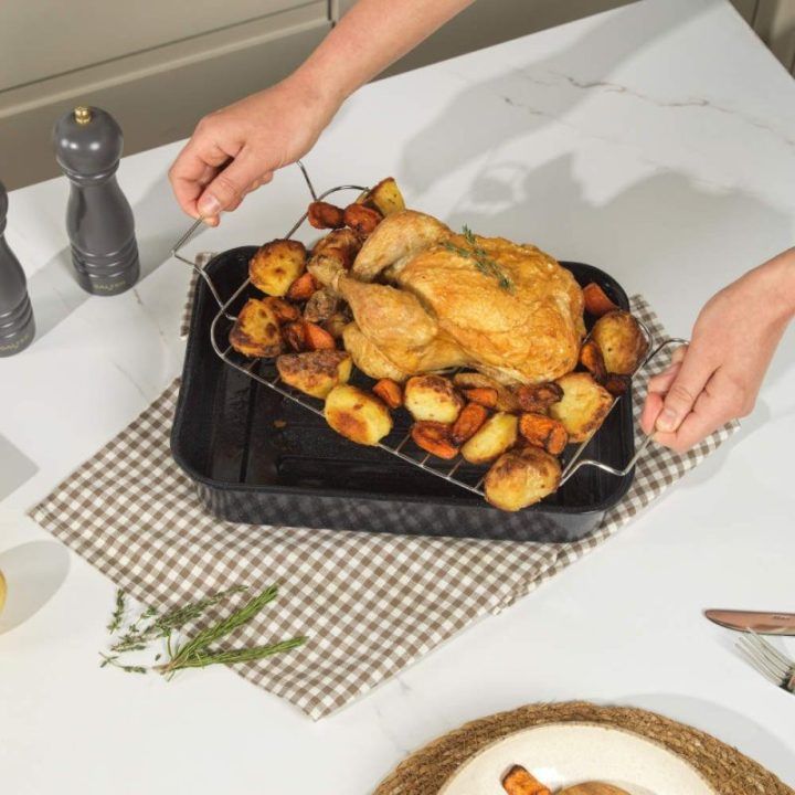 Salter BW128142EU7 34 cm emaliuota kepsninė su grotelėmis