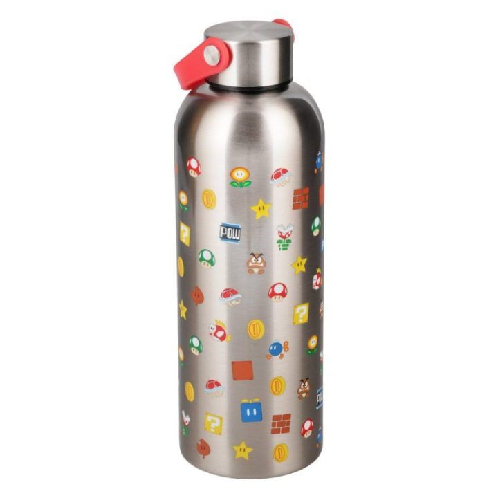 Paladone Super Mario metalinis vandens butelis su nešiojimo kilpele, 500 ml