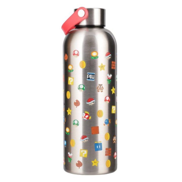 Paladone Super Mario metalinis vandens butelis su nešiojimo kilpele, 500 ml