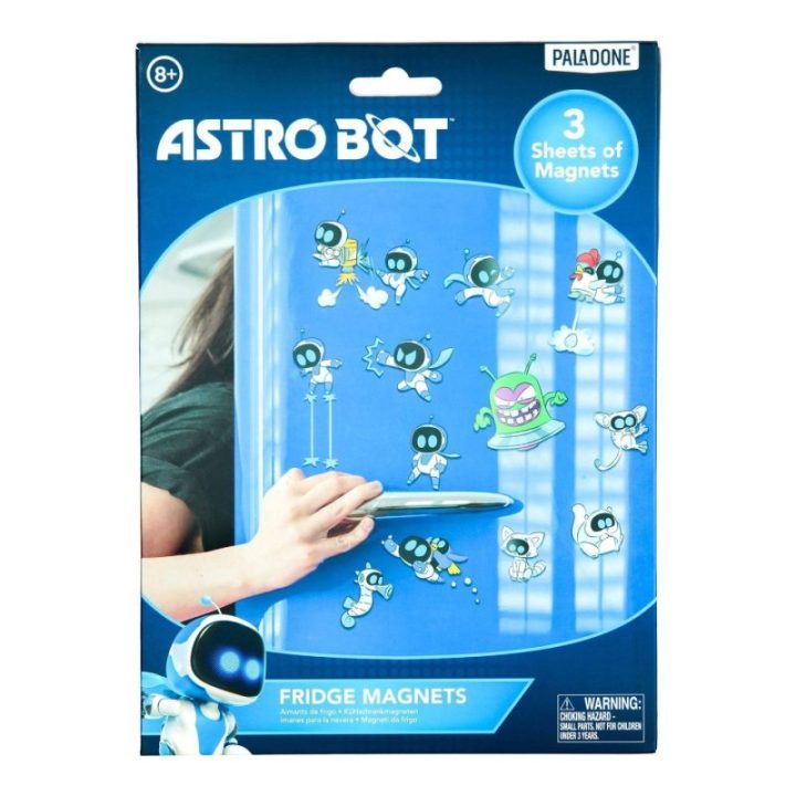 Paladone Astro Bot šaldytuvo magnetai, 3 lapai su 34 magnetais