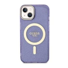Telefono dėklas Guess Glitter Gold MagSafe iPhone 14 Plus, violetinis