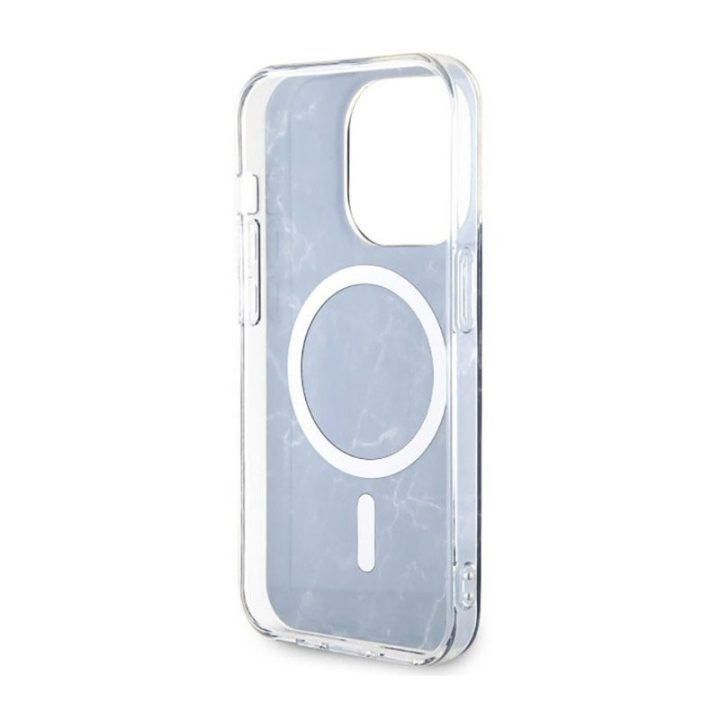 Dėklas Guess Marble MagSafe iPhone 14 Pro, juodas