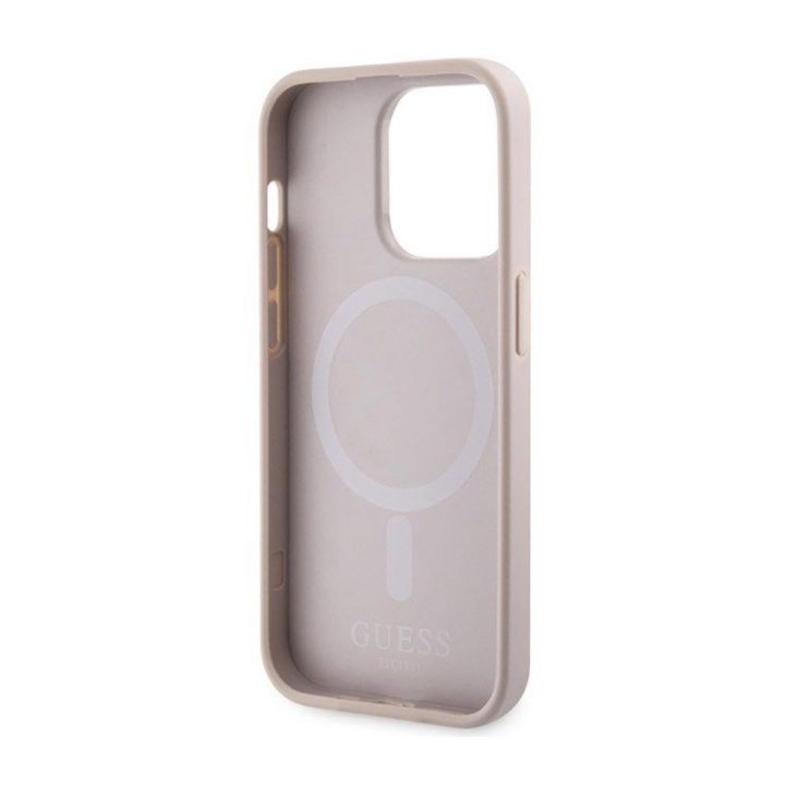 Dėklas iPhone 14 Pro Guess GCube Stripes MagSafe, rožinis