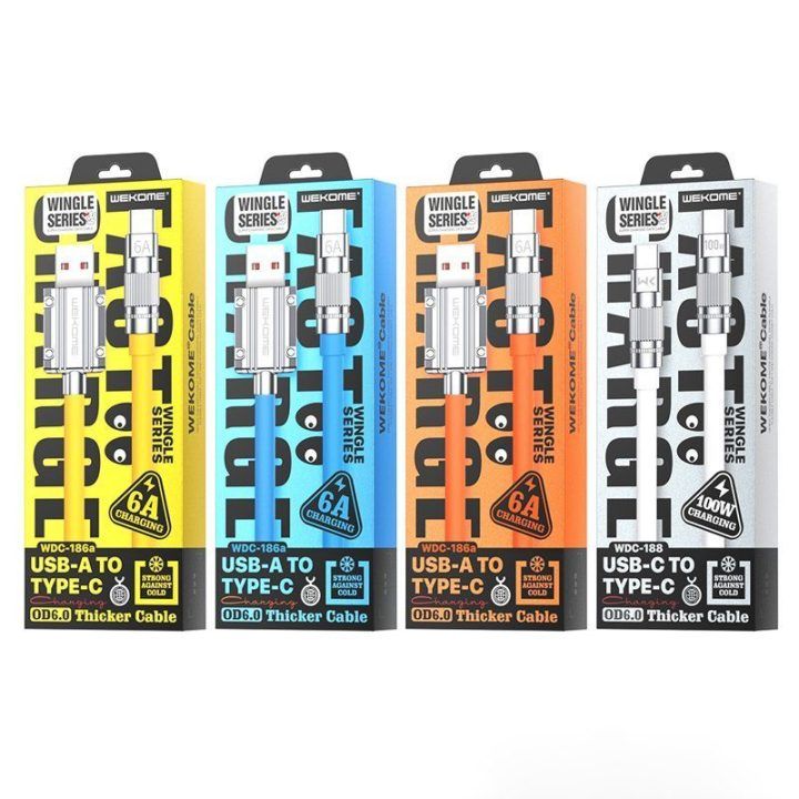 USB-A–USB-C laidas WEKOME WDC-186, 1 m, baltas