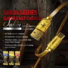 USB-A į Micro USB laidas 6A, 1 m, aukso spalvos WEKOME WDC-161 Sakin Series