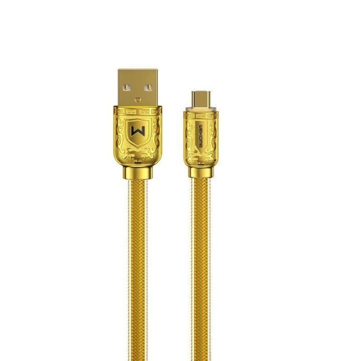 USB-A į Micro USB laidas 6A, 1 m, aukso spalvos WEKOME WDC-161 Sakin Series
