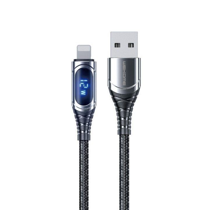 Laidas WEKOME WDC-166 Sakin USB-A į Lightning, 1 m, 6A, su skaitmeniniu ekranu
