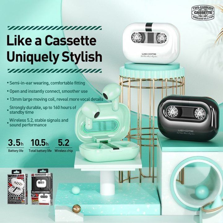 Bluetooth ausinės WEKOME VA06 Vanguard Series, žalios