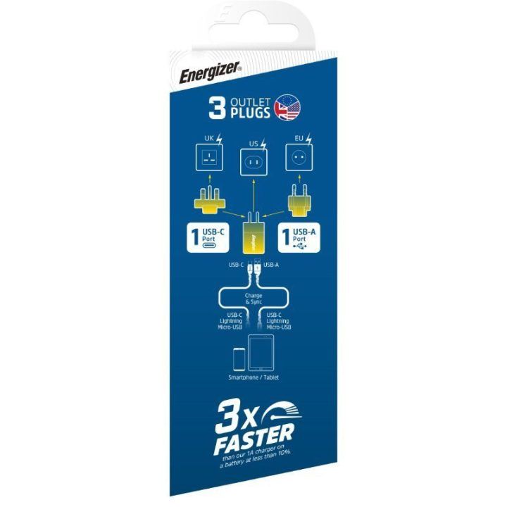 Įkroviklis Energizer Ultimate GaN 38 W, sidabro spalvos