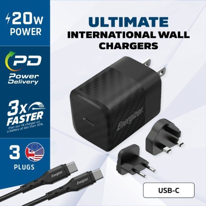 Įkroviklis GaN Energizer Ultimate, 20 W, juodas