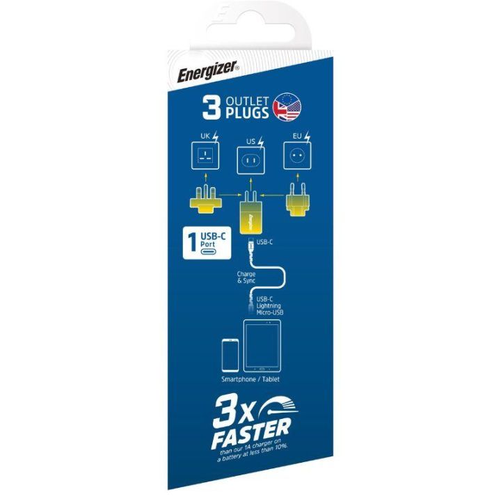 Įkroviklis Energizer Ultimate GaN 20 W, mėlynas
