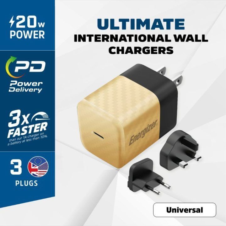 Įkroviklis Energizer Ultimate GaN 20 W, aukso spalvos