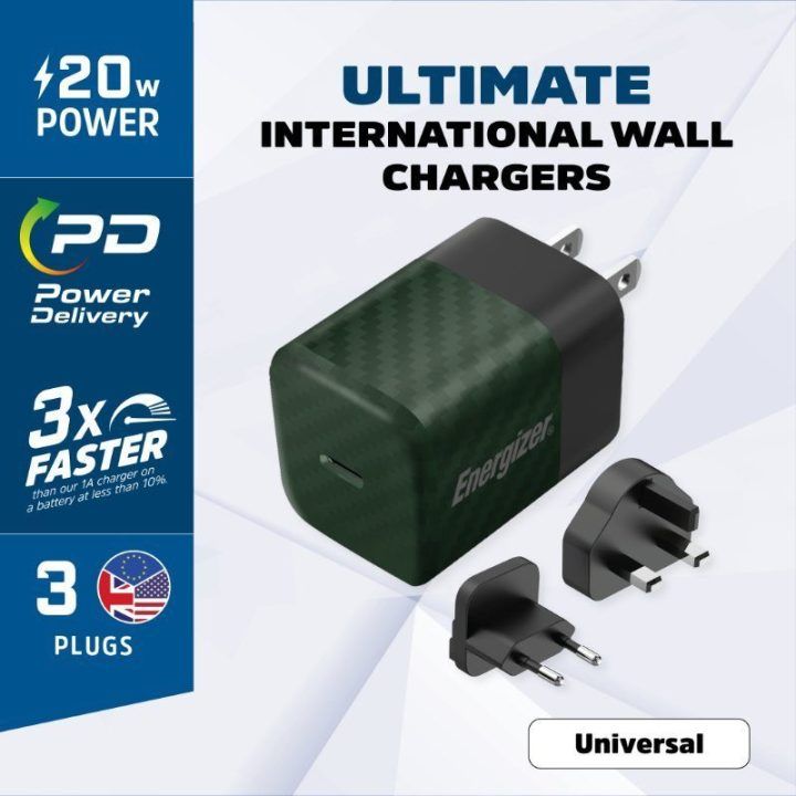 Įkroviklis Energizer Ultimate GaN 20 W, žalias