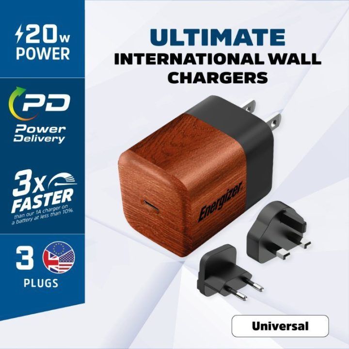 Įkroviklis Energizer Ultimate GaN 20W PD, EU / UK / US