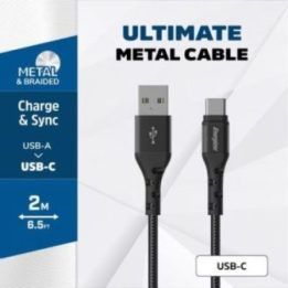 Energizer USB-A–USB-C laidas, 2 m, juodas