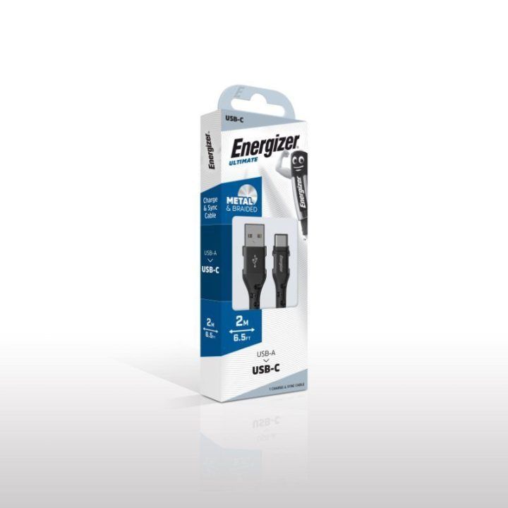 Energizer USB-A–USB-C laidas, 2 m, juodas