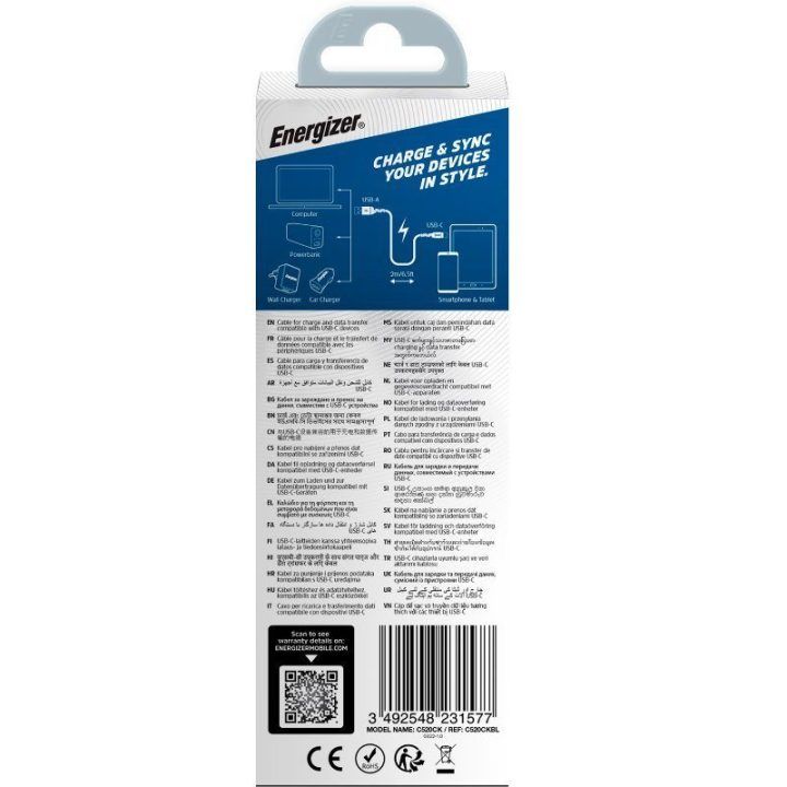 USB-A į USB-C laidas Energizer Ultimate, 2 m, mėlynas