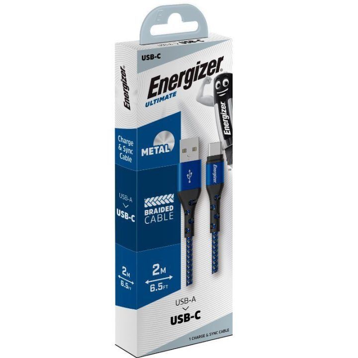 USB-A į USB-C laidas Energizer Ultimate, 2 m, mėlynas
