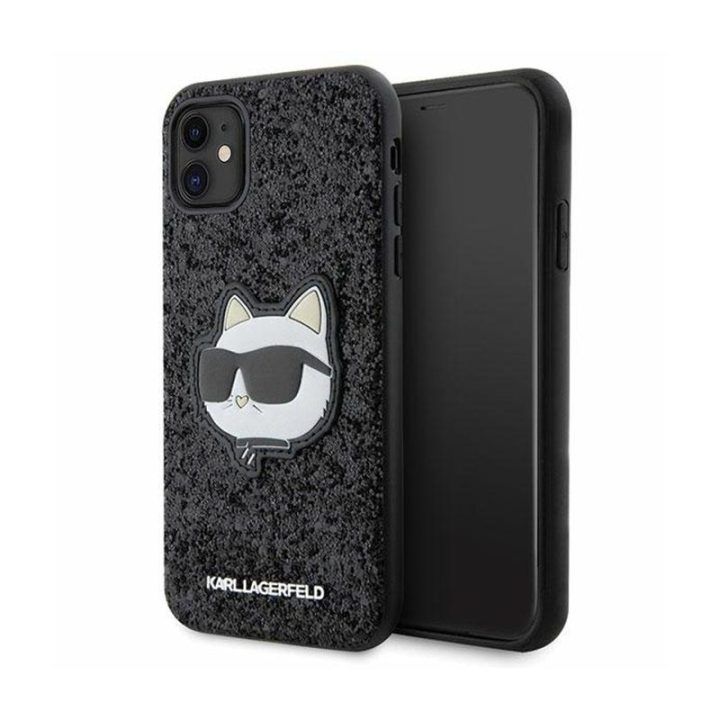 Dėklas iPhone 11 Karl Lagerfeld juodas su blizgučiais