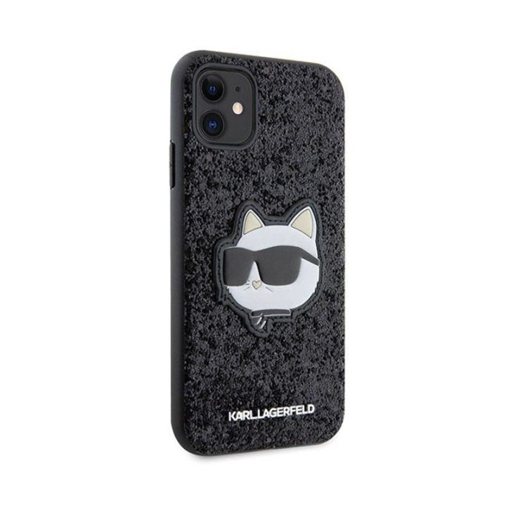 Dėklas iPhone 11 Karl Lagerfeld juodas su blizgučiais