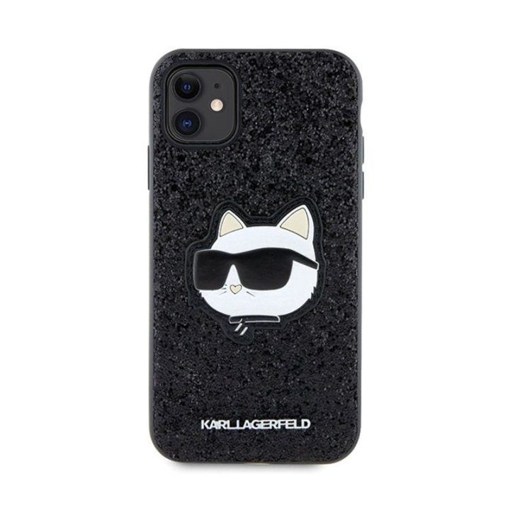Dėklas iPhone 11 Karl Lagerfeld juodas su blizgučiais