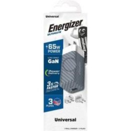 Įkroviklis Energizer Ultimate USB-C ir USB-A 65W, sidabro spalvos