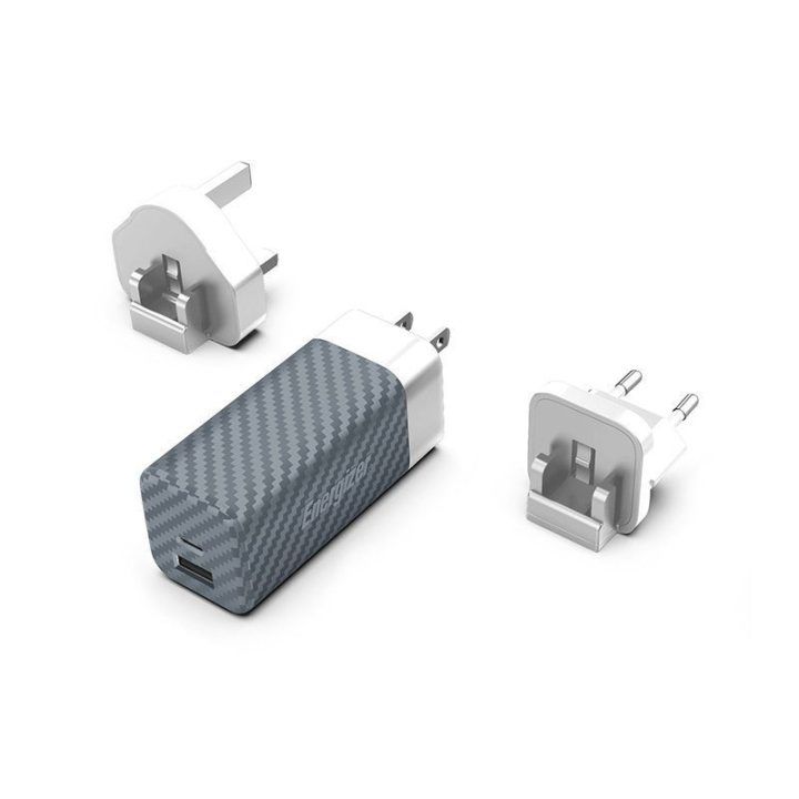 Įkroviklis Energizer Ultimate USB-C ir USB-A 65W, sidabro spalvos