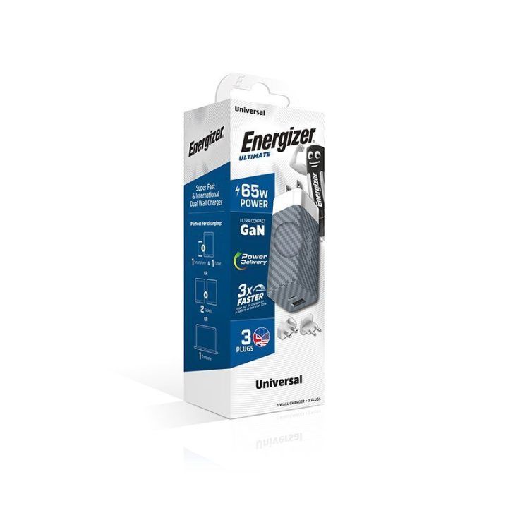 Įkroviklis Energizer Ultimate USB-C ir USB-A 65W, sidabro spalvos