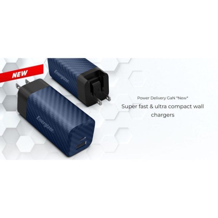 Įkroviklis Energizer Ultimate USB-C ir USB-A 65W, sidabro spalvos