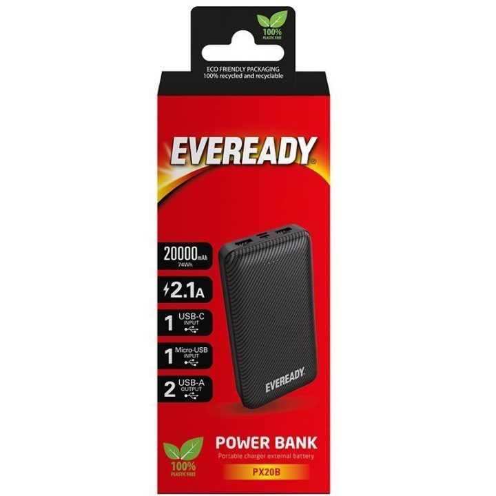 Eveready PX20B išorinė baterija 20000 mAh, juoda