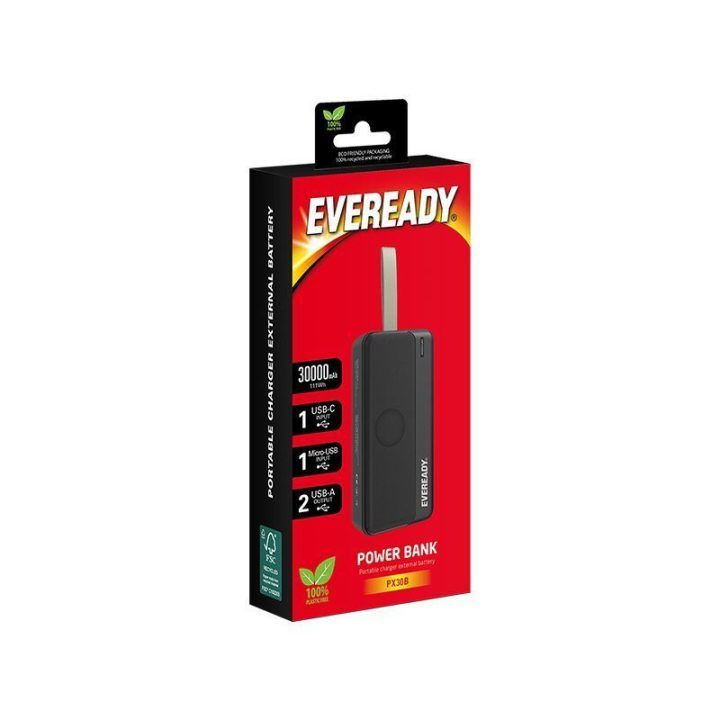 Eveready PX30B išorinė baterija 30000 mAh, juoda