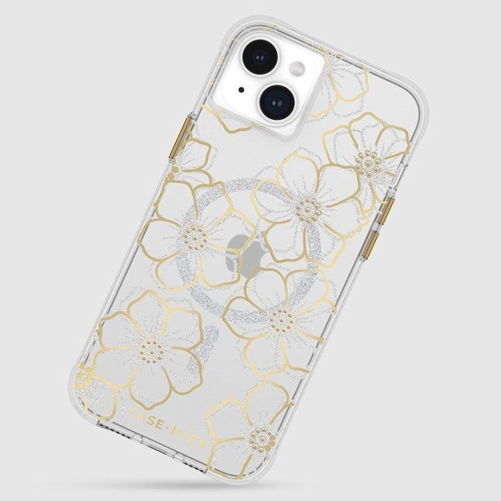 Dėklas iPhone 15 Plus Case-Mate Floral Gems, aukso spalvos