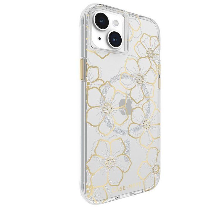 Dėklas iPhone 15 Plus Case-Mate Floral Gems, aukso spalvos