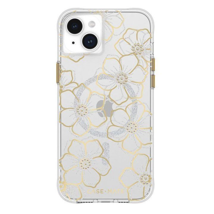 Dėklas iPhone 15 Plus Case-Mate Floral Gems, aukso spalvos