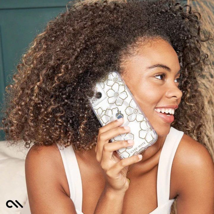Dėklas iPhone 15 Plus Case-Mate Floral Gems, aukso spalvos