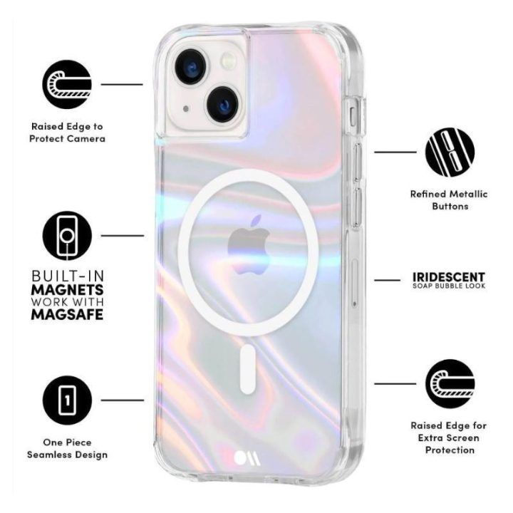 Dėklas iPhone 15 Plus Case-Mate Soap Bubble, irizuojantis