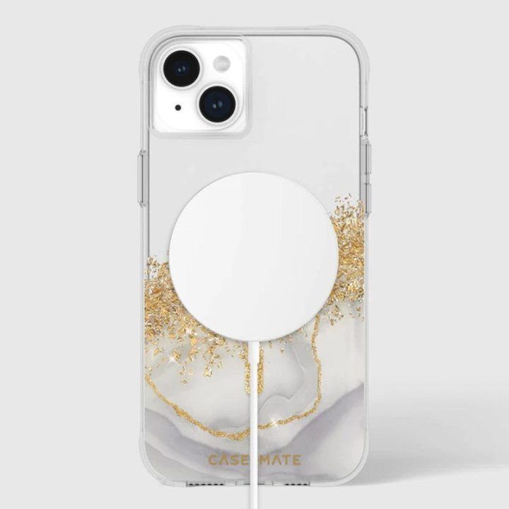 Dėklas iPhone 15 Plus Case-Mate Karat Marble, su auksinėmis dalelėmis