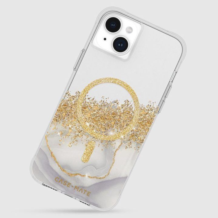 Dėklas iPhone 15 Plus Case-Mate Karat Marble, su auksinėmis dalelėmis