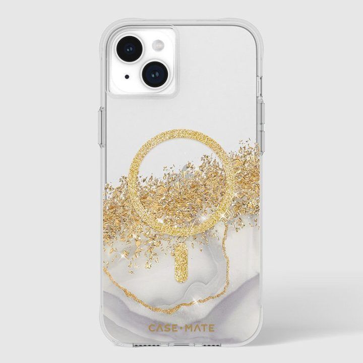 Dėklas iPhone 15 Plus Case-Mate Karat Marble, su auksinėmis dalelėmis
